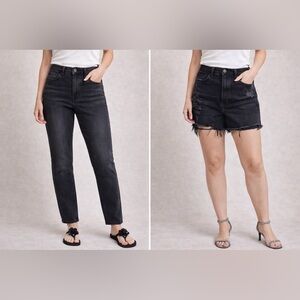 Good American Black Denim Bundle – Jeans + Cutoff Shorts – Size 10/30